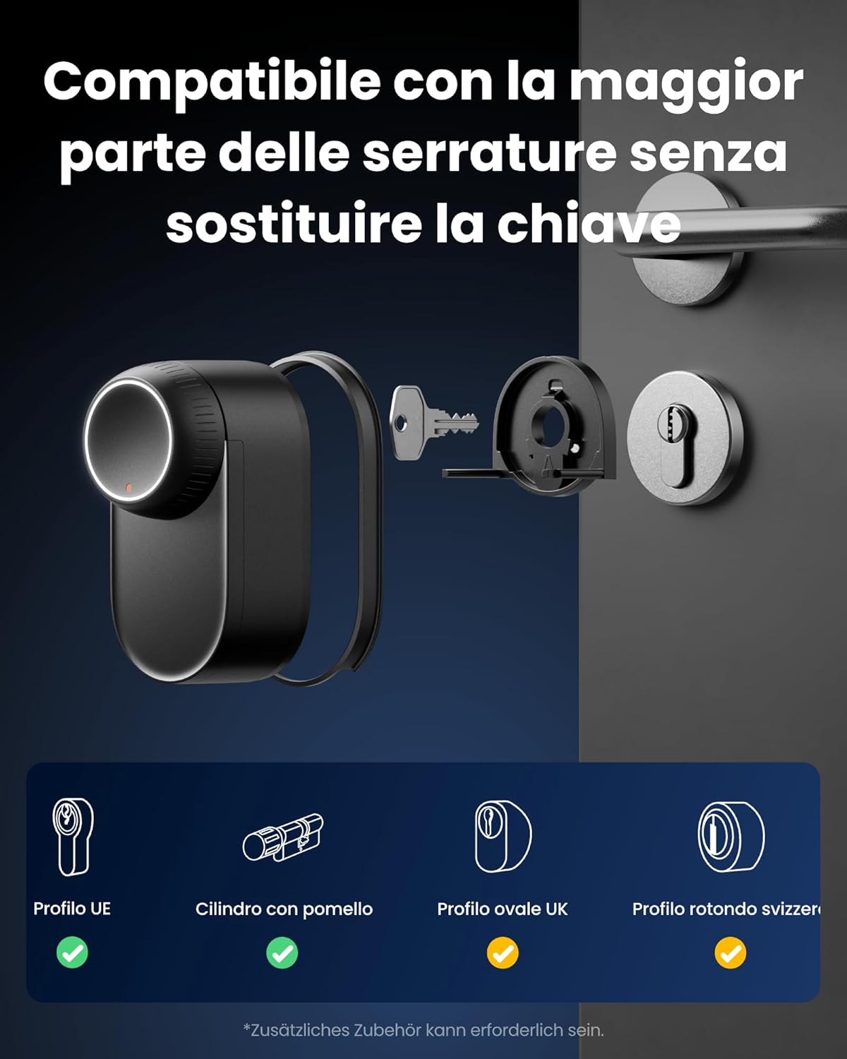 SwitchBot WiFi Smart Lock Ultra con Tastierino Vision Pro, riconoscimento 3D di volto e vene palmari, sblocco contactless, compatibile con cilindri europei. Supporta Matter, Alexa, Google e IFTTT