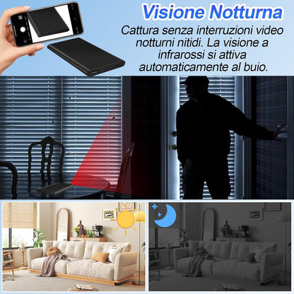 Telecamera Spia Power Bank, Doppia Funzione 1080P HD Mini Telecamera Spia Nascosta, Batteria 5000 mAh per 17 Ore di Registrazione con Cavo USB 3-in-1