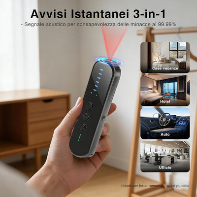 AOBOCAM Rilevatore Telecamere Nascoste, Rilevatore Microspie con IA, Anti-Spia Portatile con Scanner RF e Rilevatore GPS per Sicurezza Casa, Ufficio, Auto, Hotel e Viaggi (M)