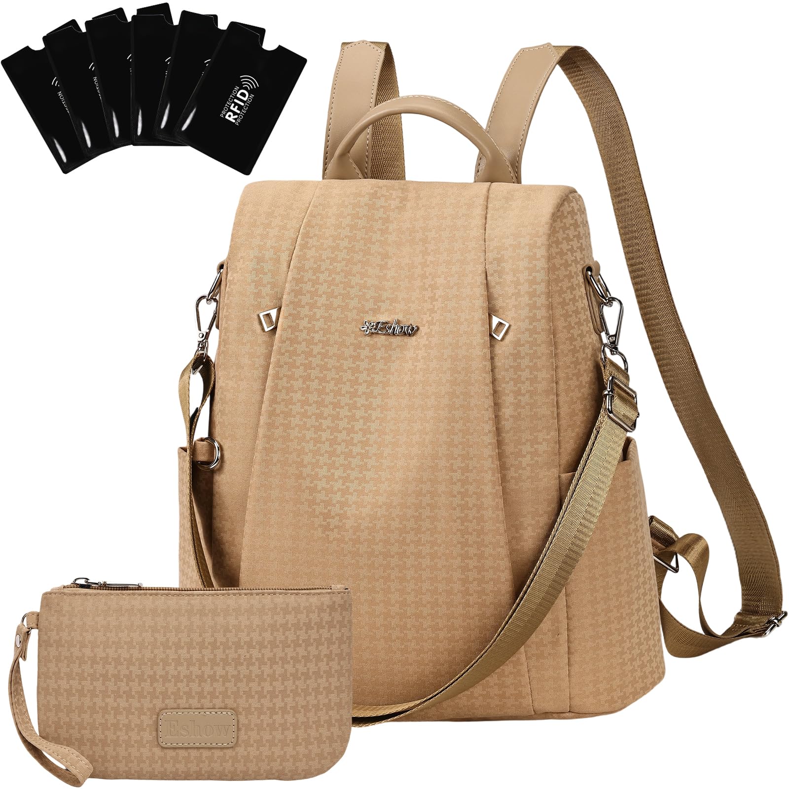 Eshow Zaino Da Donna Antifurto, Zainetto Multifunzionale, Borsa Casual ed Moda per Viaggio, Scuola, Lavoro, Shopping, Visite e Università