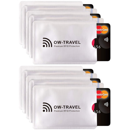 OW-Travel Custodie Blocco RFID. Protezione RFID per Porta Carte di Credito Uomo e Donna e Custodia Passaporto. Proteggi Carte di Credito Contactless. Porta Bancomat Schermato + Custodie Passaporto, 14