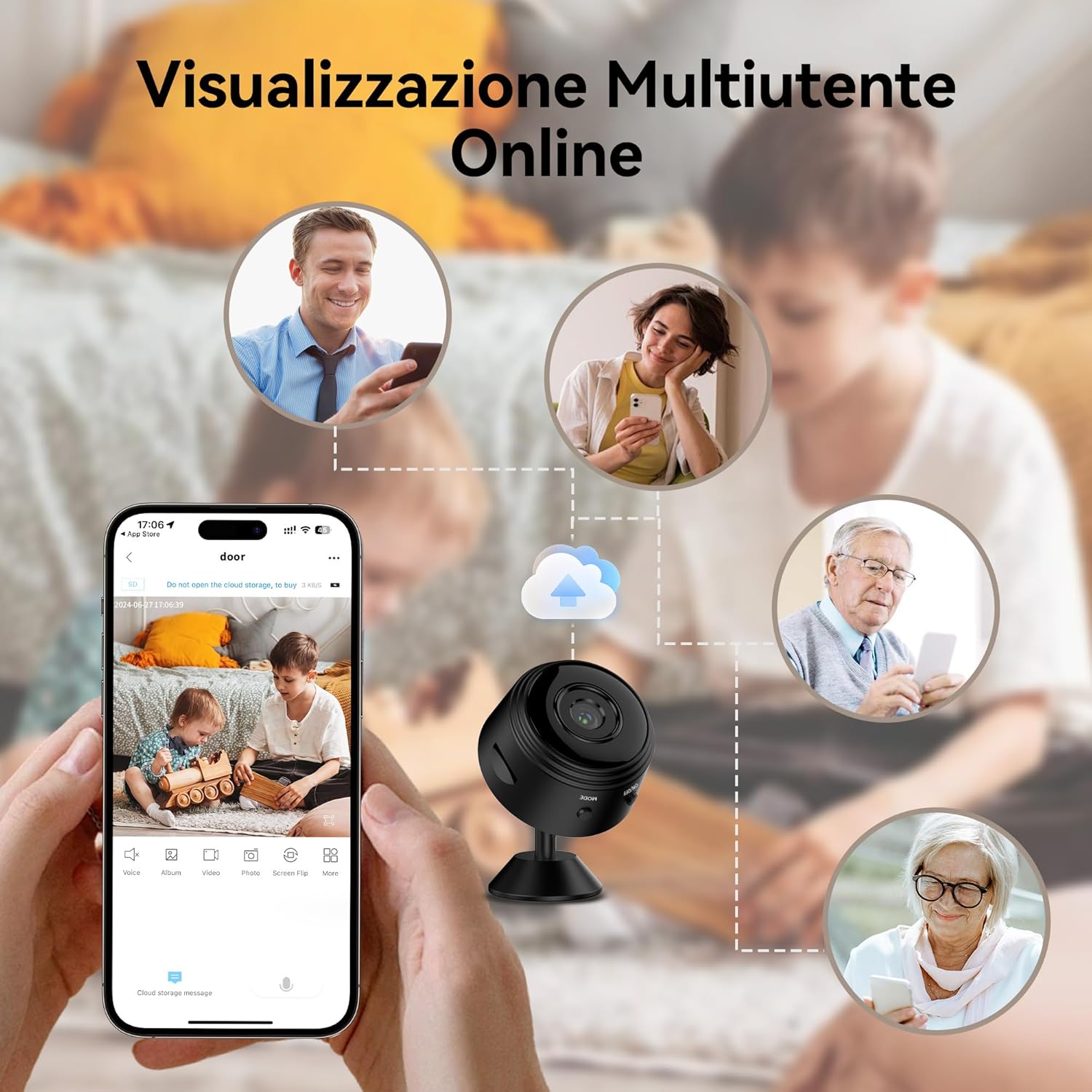 Mini Telecamera Spia Nascosta Wifi 1080P Interno Microcamera Spia wifi Invisibile con Audio, Mini Videocamera Sorveglianza Senza Fili Sicurezza per Casa Spy Cam con Rilevamento Movimento Controllo App