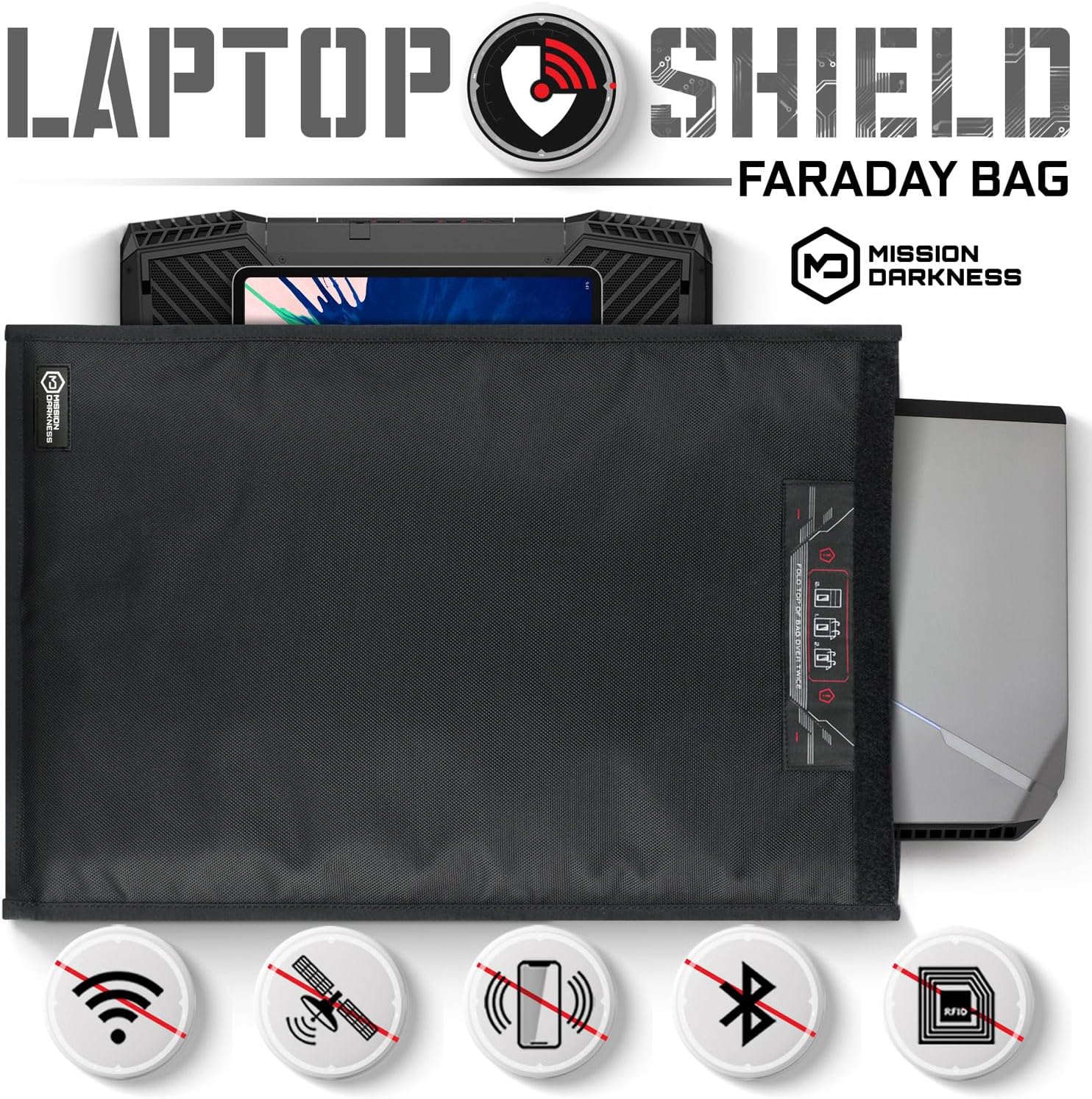 Mission Darkness Non-Window Faraday Bag for Laptops // Device Shielding for Law Enforcement, Military, Executive Privacy, EMP Protection, Travel & Data Security, Anti-hacking & Anti-tracking Assurance