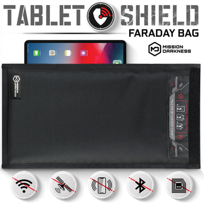 Mission Darkness Non-Window Faraday Bag for Tablets // Device Shielding for Law Enforcement, Military, Executive Privacy, EMP Protection, Travel & Data Security, Anti-hacking & Anti-tracking Assurance