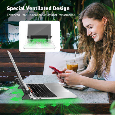AboveTEK Blocco di Sicurezza per Laptop con 2m Cavo Chiavato: Stazione di Bloccaggio Antifurto, Larghezza Regolabile 28,2-39,8CM, Opzione di Montaggio Fisso o Portatile, Adatto per Notebook da 12"-16"