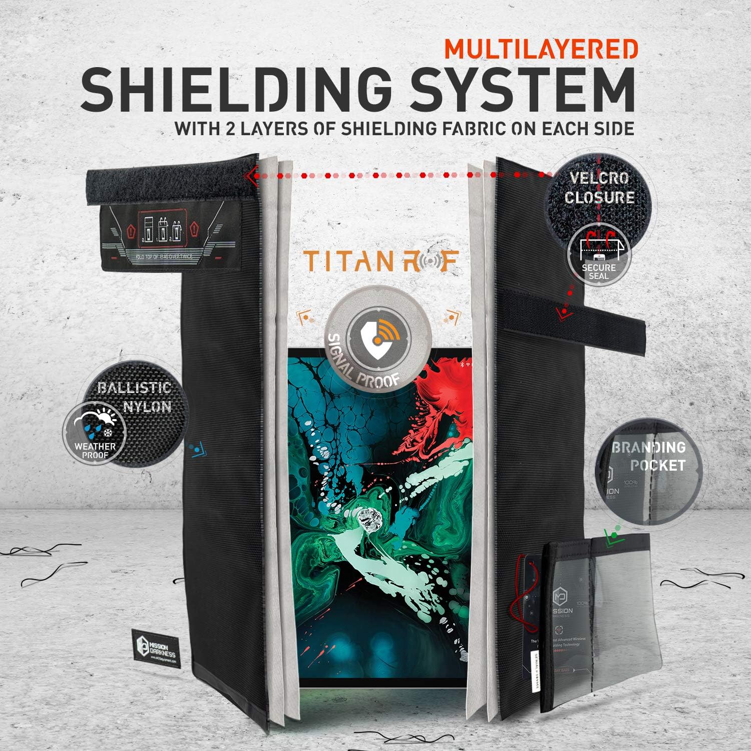 Mission Darkness Non-Window Faraday Bag for Tablets // Device Shielding for Law Enforcement, Military, Executive Privacy, EMP Protection, Travel & Data Security, Anti-hacking & Anti-tracking Assurance