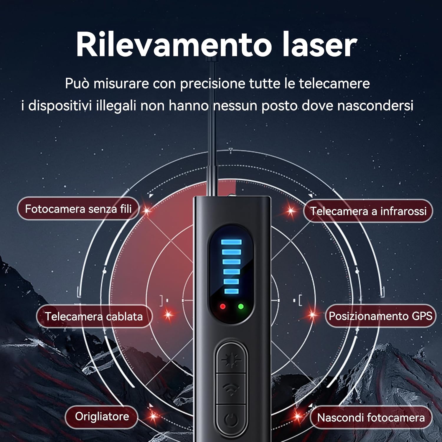 Rilevatore Microspie Professionale - Rilevatore Cimici e Microspie con Scansione GPS, Telecamere Nascoste e Dispositivi per Casa, Hotel, Ufficio | Sicurezza Antispia