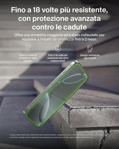 Belkin ScreenForce InvisiGlass Privacy Pellicola iPhone 17 Pro Max, Pellicola Protettiva Resistente a Graffi e Impatti, con Supporto Easy Align per un'Applicazione Senza Bolle, Vetro Riciclato