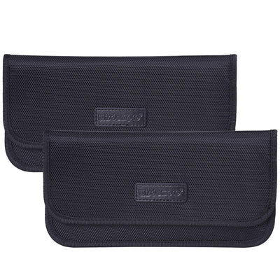 Wisdompro Faraday borsa con schermo protettivo, blocca i segnali RFID, custodia a forma di borsa per proteggere la privacy del cellulare e chiavi auto, anti-tracciamento e anti-spionaggio, nero, L