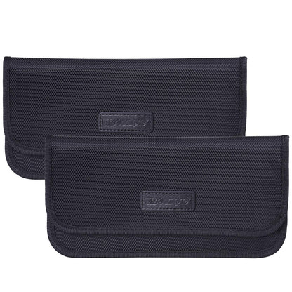 Wisdompro Faraday borsa con schermo protettivo, blocca i segnali RFID, custodia a forma di borsa per proteggere la privacy del cellulare e chiavi auto, anti-tracciamento e anti-spionaggio, nero, L