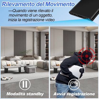 Telecamera Spia Power Bank, Doppia Funzione 1080P HD Mini Telecamera Spia Nascosta, Batteria 5000 mAh per 17 Ore di Registrazione con Cavo USB 3-in-1