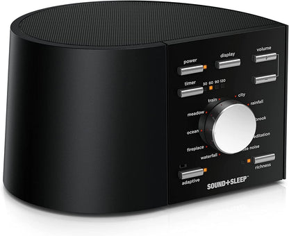 Sound+Sleep Alta Affidabilità del sonno Macchina del suono ad alta fedeltà con veri suoni naturali senza interruzione del flusso, suoni di ventole, rumore bianco e tecnologia audio adattiva.