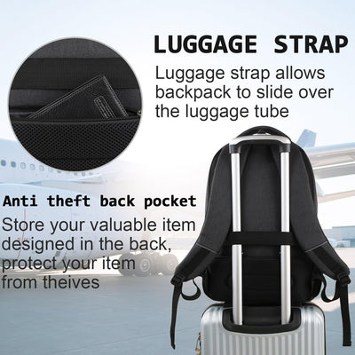 Volher Laptop Backpack,Business Travel Anti Theft Slim Durable Laptops Backpack,Water Resistant College Computer Bag for Women & Men Fits 15.6 Inch Laptop and Notebook - Black