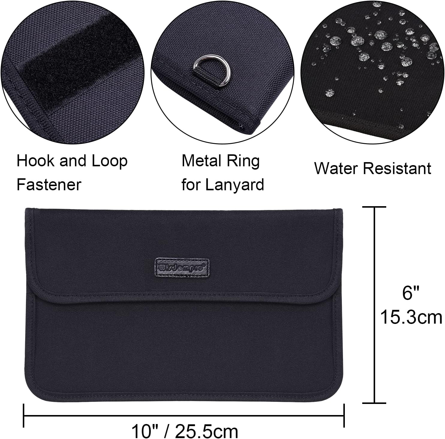 Wisdompro Faraday borsa con schermo protettivo, blocca i segnali RFID, custodia a forma di borsa per proteggere la privacy del cellulare e chiavi auto, anti-tracciamento e anti-spionaggio, nero, L