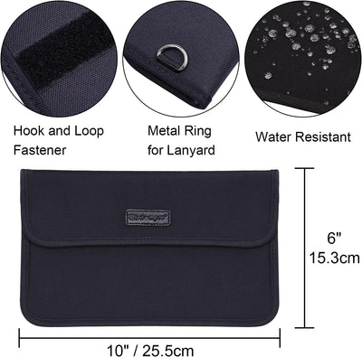 Wisdompro Faraday borsa con schermo protettivo, blocca i segnali RFID, custodia a forma di borsa per proteggere la privacy del cellulare e chiavi auto, anti-tracciamento e anti-spionaggio, nero, L