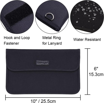 Wisdompro Faraday borsa con schermo protettivo, blocca i segnali RFID, custodia a forma di borsa per proteggere la privacy del cellulare e chiavi auto, anti-tracciamento e anti-spionaggio, nero, L