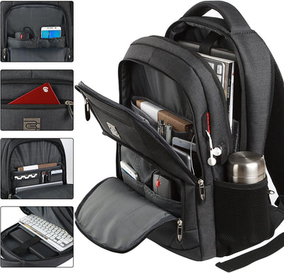 Volher Laptop Backpack,Business Travel Anti Theft Slim Durable Laptops Backpack,Water Resistant College Computer Bag for Women & Men Fits 15.6 Inch Laptop and Notebook - Black