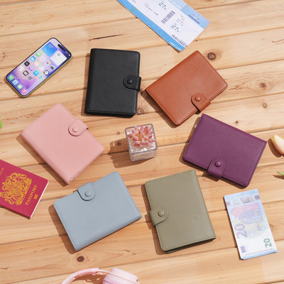 WASON Porta Passaporto in Vera Pelle con RFID, Portafoglio da Viaggio, Scomparti Carte, Tasca Contanti, Portamonete, Slot Tracker, Organizzatore Biglietti Aerei per Uomo e Donna(Zwart)