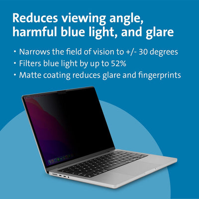 Kensington MagPro Elite Filtro privacy magnetico progettato esclusivamente per MacBook Pro 16" (2021 e successivi) M1, M2, M3 Pro/Max, rimovibile, antiriflesso, riduzione della luce blu (K58371WW)