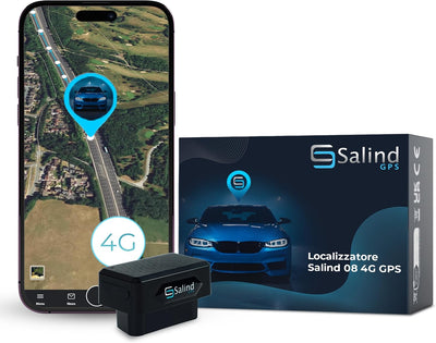 Salind 08 4G, OBD GPS Tracker, Localizzatore per Auto, Camion e Altri Veicoli, Geocalizzatore Gps con App e Connessione Diretta alla Presa OBD, Monitoraggio Percorso in Tempo Reale Tramite App