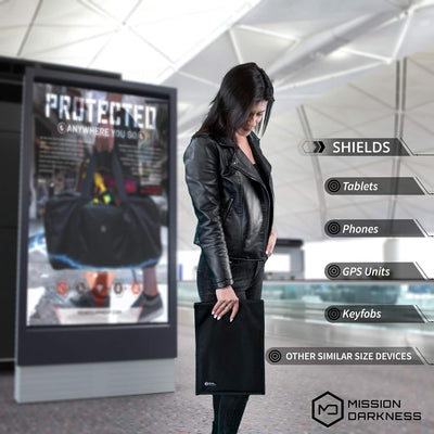 Mission Darkness Non-Window Faraday Bag for Tablets // Device Shielding for Law Enforcement, Military, Executive Privacy, EMP Protection, Travel & Data Security, Anti-hacking & Anti-tracking Assurance