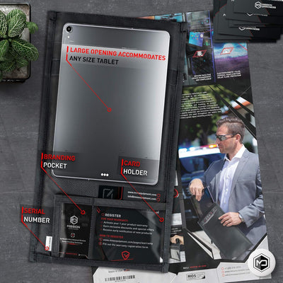 Mission Darkness Non-Window Faraday Bag for Tablets // Device Shielding for Law Enforcement, Military, Executive Privacy, EMP Protection, Travel & Data Security, Anti-hacking & Anti-tracking Assurance