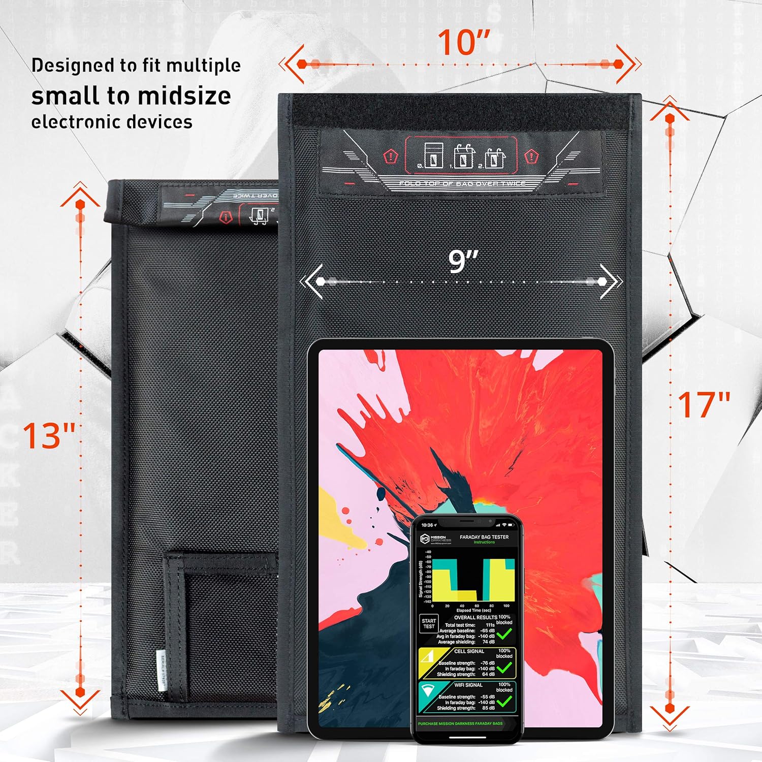 Mission Darkness Non-Window Faraday Bag for Tablets // Device Shielding for Law Enforcement, Military, Executive Privacy, EMP Protection, Travel & Data Security, Anti-hacking & Anti-tracking Assurance