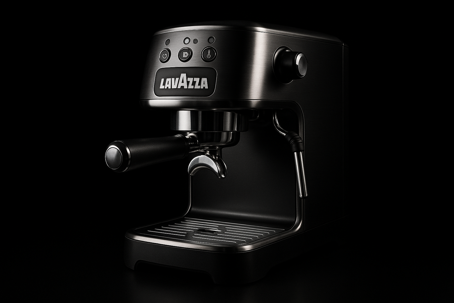 Macchina da caffe realistica lavazza su sfondo nero