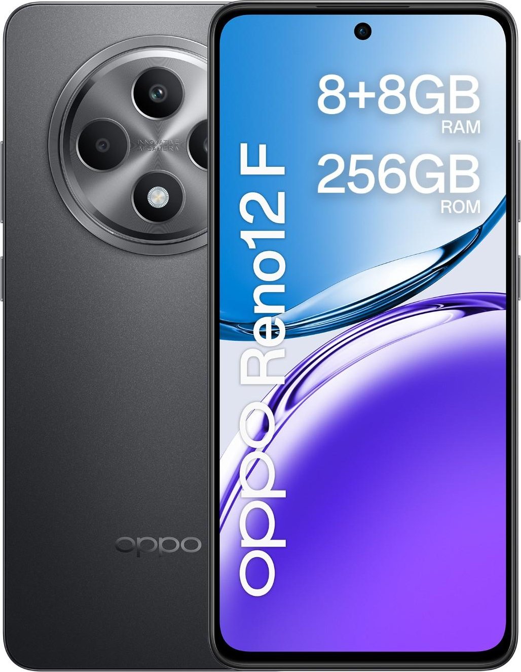 Oppo Reno 12 F Smartphone – 6.67" AMOLED Display, Snapdragon 685, 8GB RAM, 256GB Storage, 50MP Triple Camera, Grey